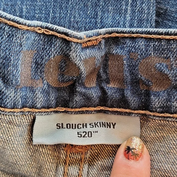 Men's 28x30 Levi 520 Slouch Skinny Blue Jeans - Picture 4 of 5